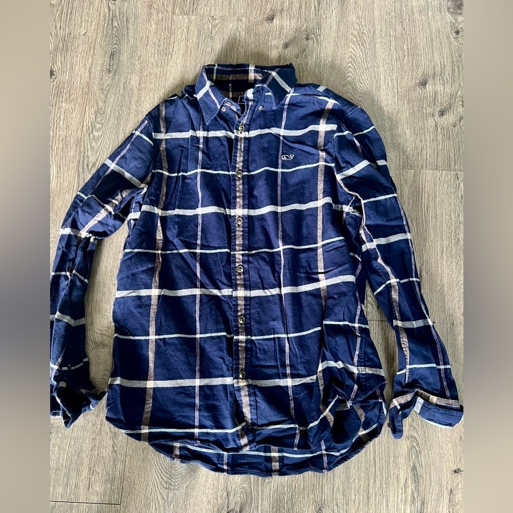 Vineyard Vines Men’s Plaid Button-Down Shirt Navy/White M​​